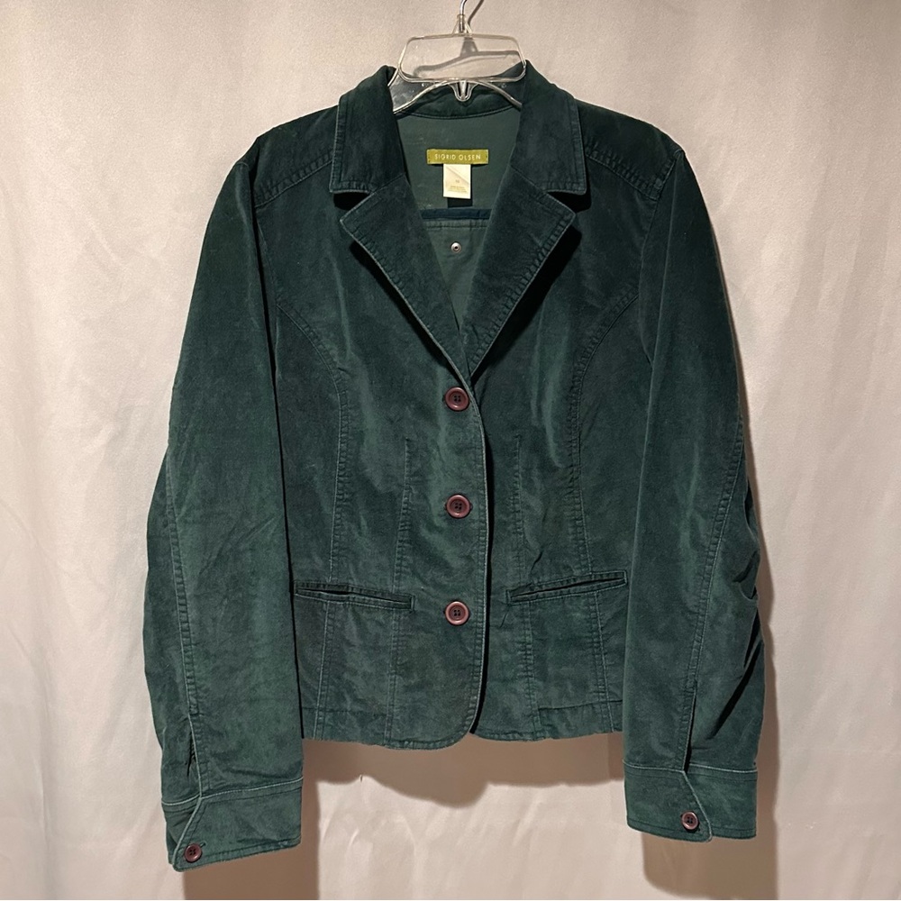 Green Velvet Cotton Blazer Jacket Coat Size 10
